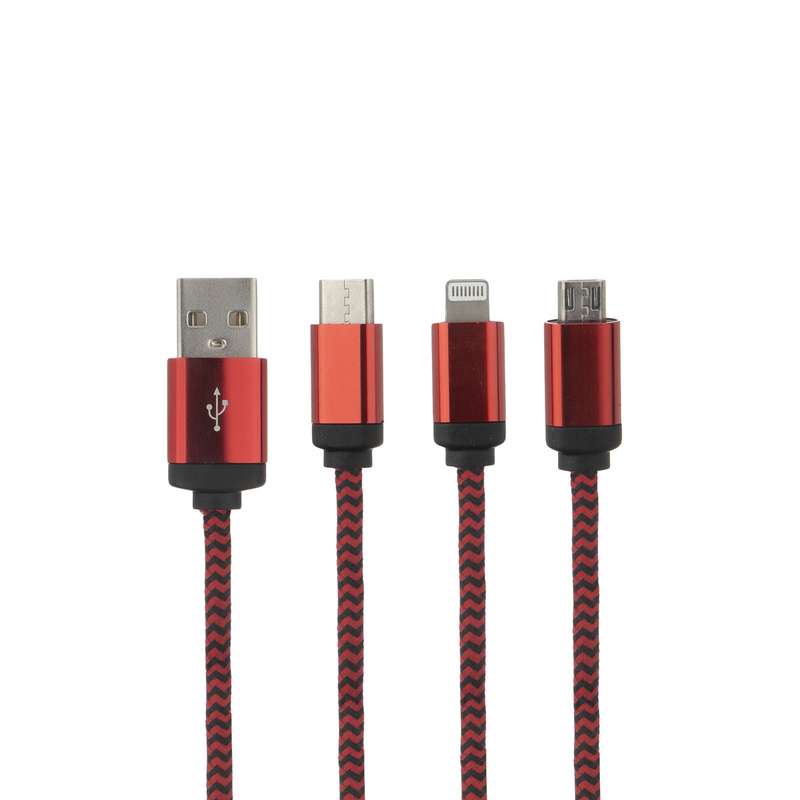 کابل تبدیل USB به لایتنینگ/USB-C/microUSB مدل K110 طول 0.15 متر