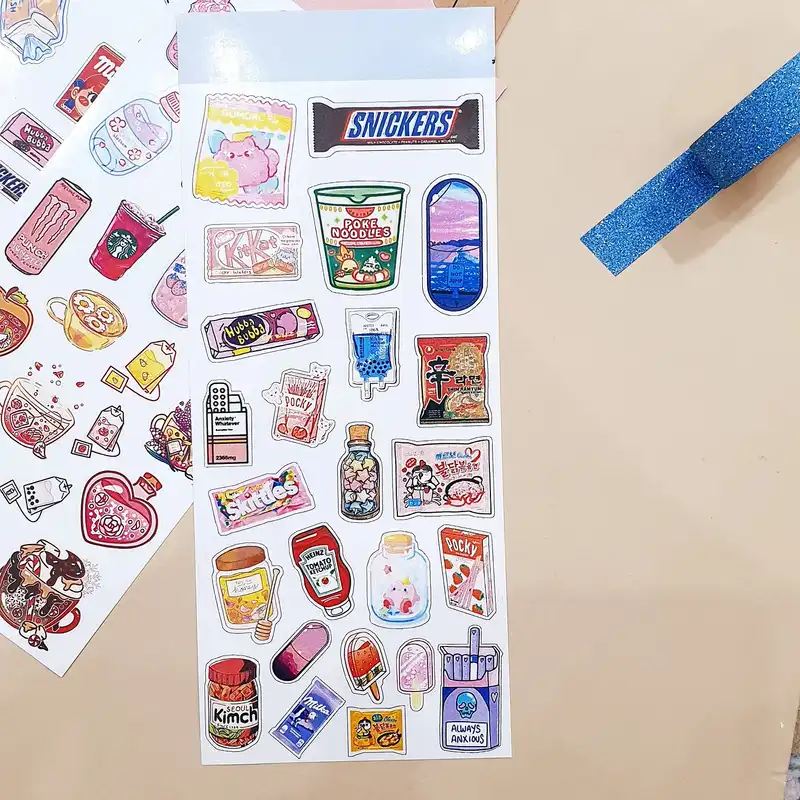 برچسب مدل اسکرپ بوک وینتج دخترانه طرح خوراکی ها کد 02 مجموعه 6 عددی