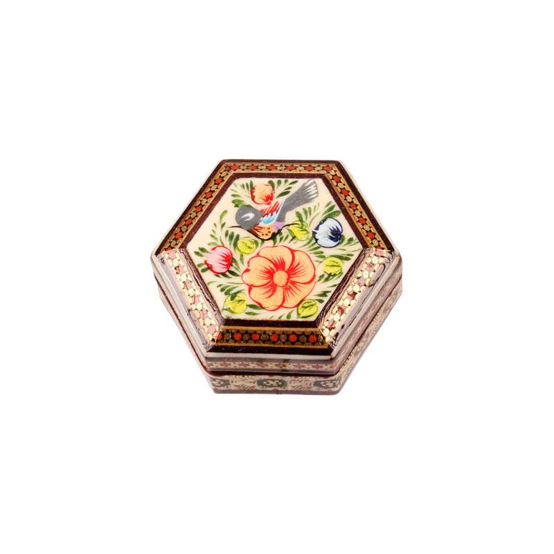 جا سکه ای خاتم کاری مدل شش ضلعی کد 04