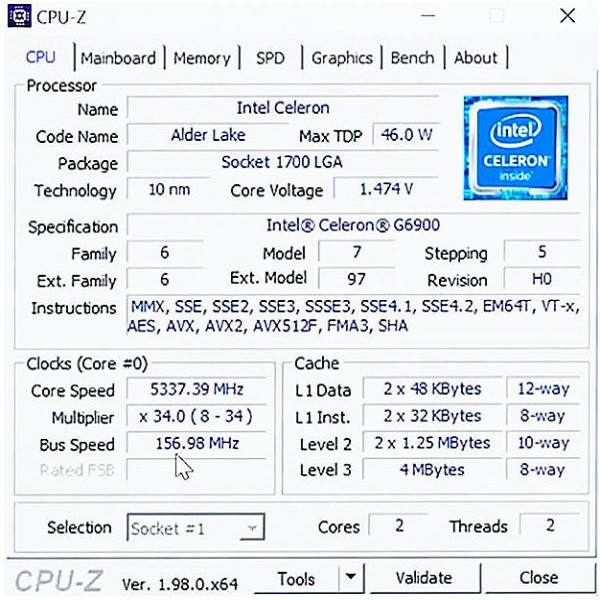 پردازنده مرکزی اینتل مدل Celeron® Processor G6900 Tray