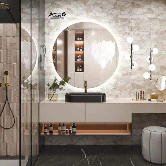 آینه سرویس بهداشتی آزالیا مدل بک لایت نوردار گرد 70