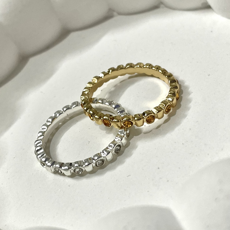 انگشتر زنانه  مدل رینگ نگین دار مجموعه دو عددی