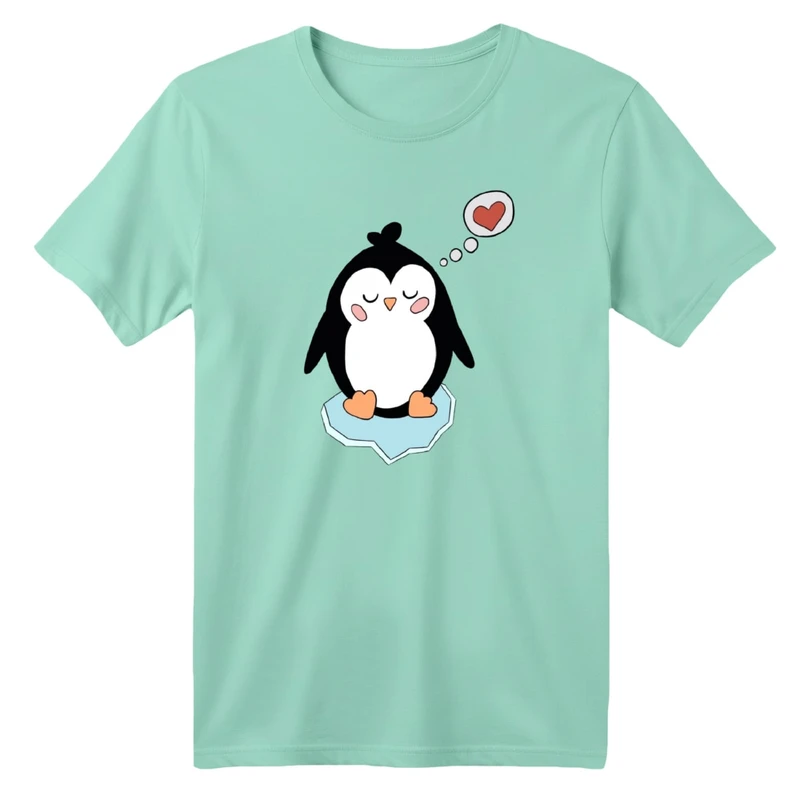 تی شرت آستین کوتاه بچگانه مدل پنگوئن و قلب