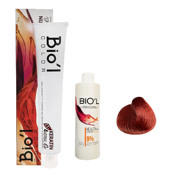 کیت رنگ مو بیول سری BURGUNDY RED شماره 8.66 حجم 100 میلی لیتر رنگ شرابی قرمز آتشین خیلی روشن