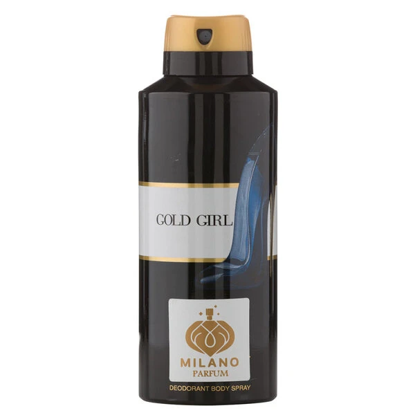 اسپری خوشبو کننده بدن زنانه میلانو مدل Gold Girl حجم 200 میلی لیتر