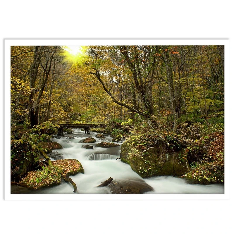 تابلو نوری بکلیت طرح طبیعت جنگل و رودخانه مدل W-S1247
