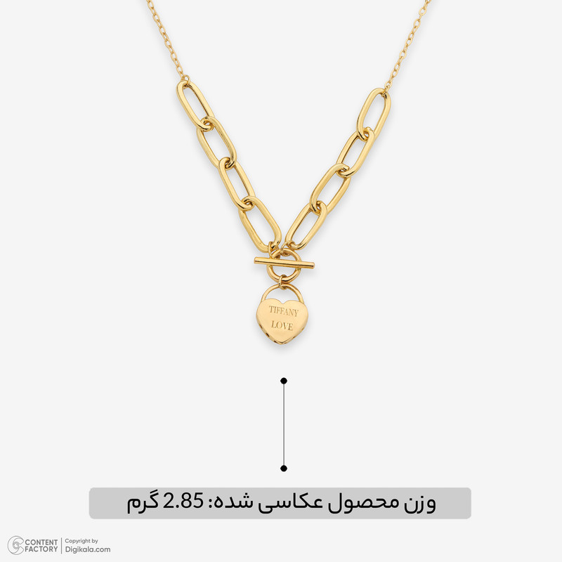 گردنبند طلا کم اجرت 18 عیار زنانه با زنجیر حلقه‌ای (فلامینگو) نگین مدل amg3021
