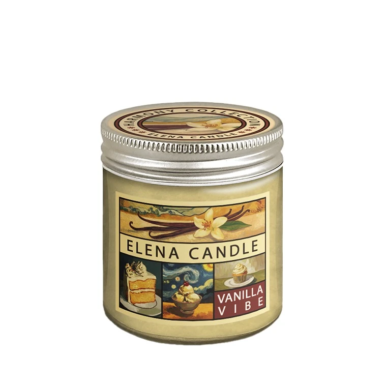 شمع لیوانی النا مدل هارمونی با رایحه وانیل زمان اتمام تا 35 ساعت