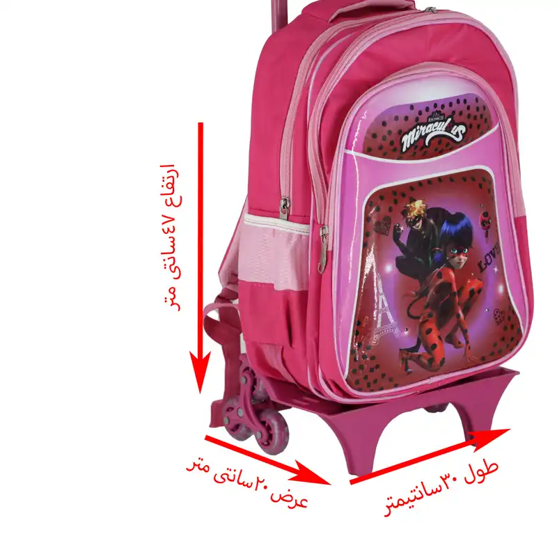 کوله پشتی چرخ دار طرح دختر کفشدوزکی کد Bn9007
