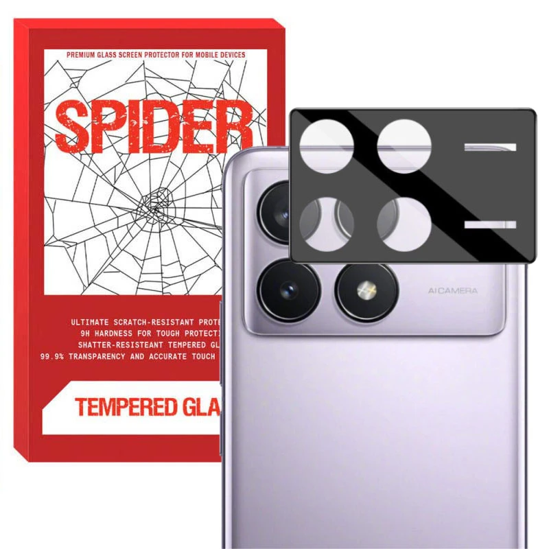 محافظ لنز دوربین اسپایدر مدل 3D مناسب برای گوشی موبایل شیائومی Poco X6 Pro 5G 