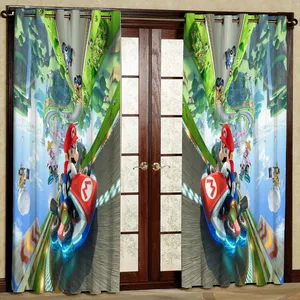  پرده مدل کارتون سوپر ماریو مخمل پانچی کد 936 سایز 140x280 سانتی متر
