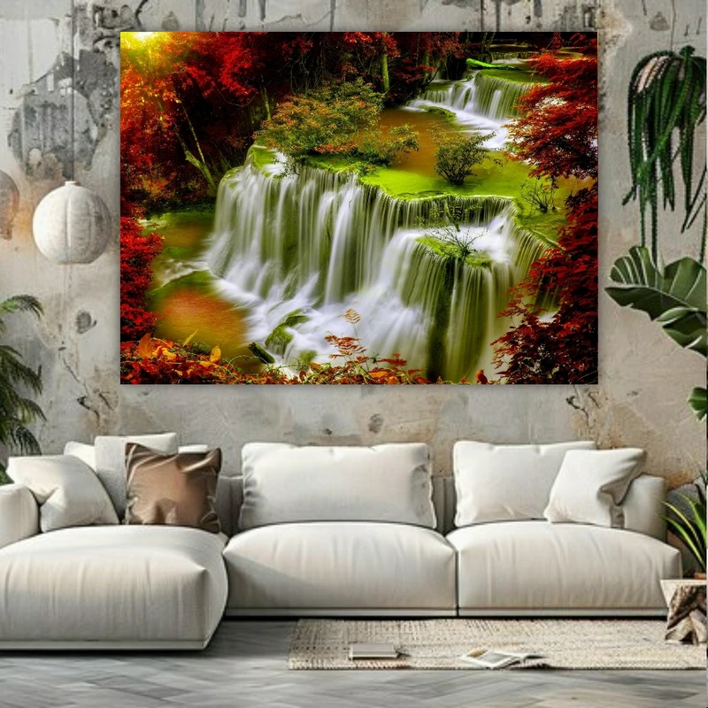  تابلو بوم طرح طبیعت و آبشار کد BK1909