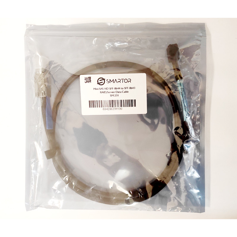 کابل Mini SAS HD SFF-8644 به SFF-8643 اسمارطور مناسب برای RAID و سرور مدل SM231 طول 1 متر