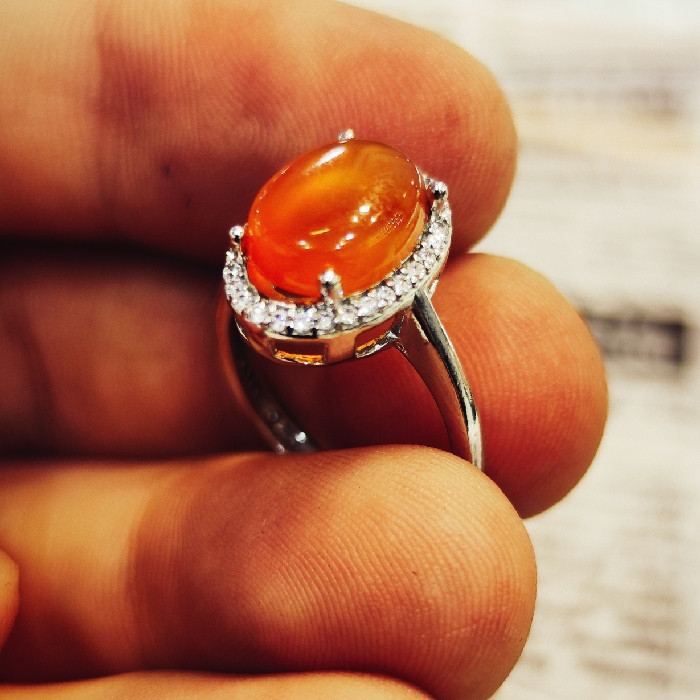 انگشتر نقره زنانه مدل سنگ عقیق یمانی کد 800