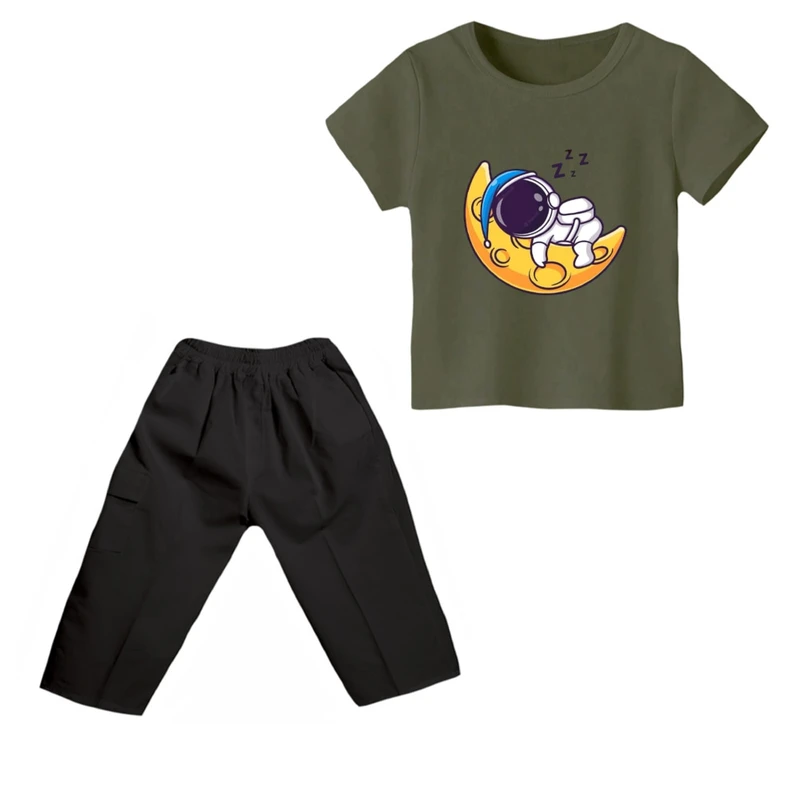 ست تی شرت و شلوارک پسرانه مدل فضانورد کد ۴