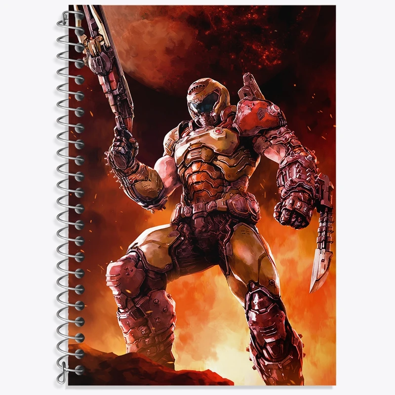 دفتر زبان 50 برگ خندالو مدل دو خط طرح بازی رستاخیز (Doom) کد 31398