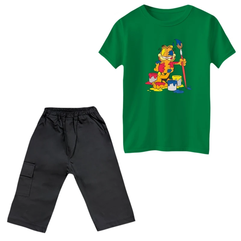ست تی‌شرت و شلوارک پسرانه مدل گارفیلد 