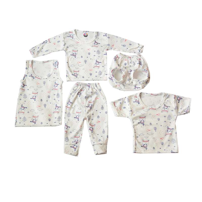 ست 5 تکه لباس نوزادی مدل RZ-TT033-SET5T.P-R
