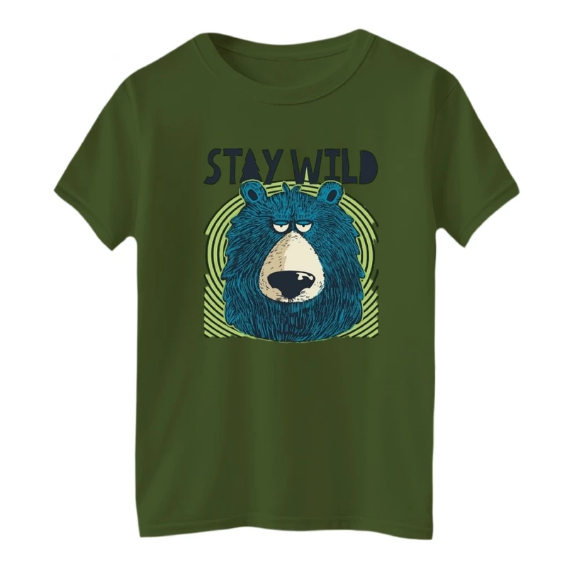 تی‌شرت آستین کوتاه لانگ بچگانه مدل خرس وحشی