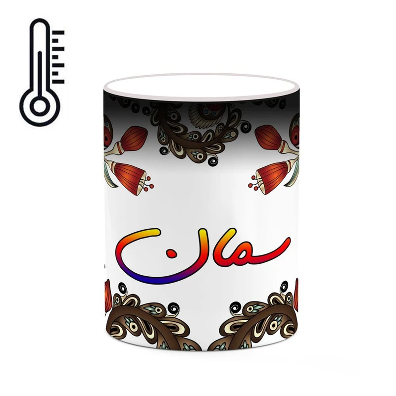 ماگ حرارتی کاکتی مدل اسم سمان طرح سنتی گل و بته کد mgh45640
