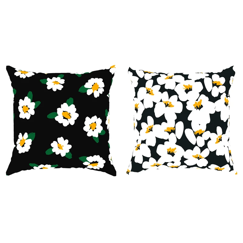 کاور کوسن مدل مخمل طرح گل بابونه کد 5127-5124 مجموعه دو عددی