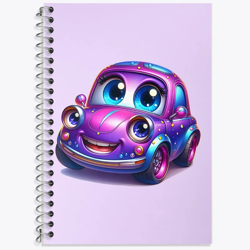 دفتر زبان 50 برگ خندالو مدل دو خط طرح ماشین فولکس کیوت کد F7983