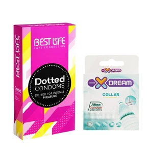 کاندوم بست لایف مدل Dotted بسته 12 عددی به همراه کاندوم ایکس دریم مدل Collar