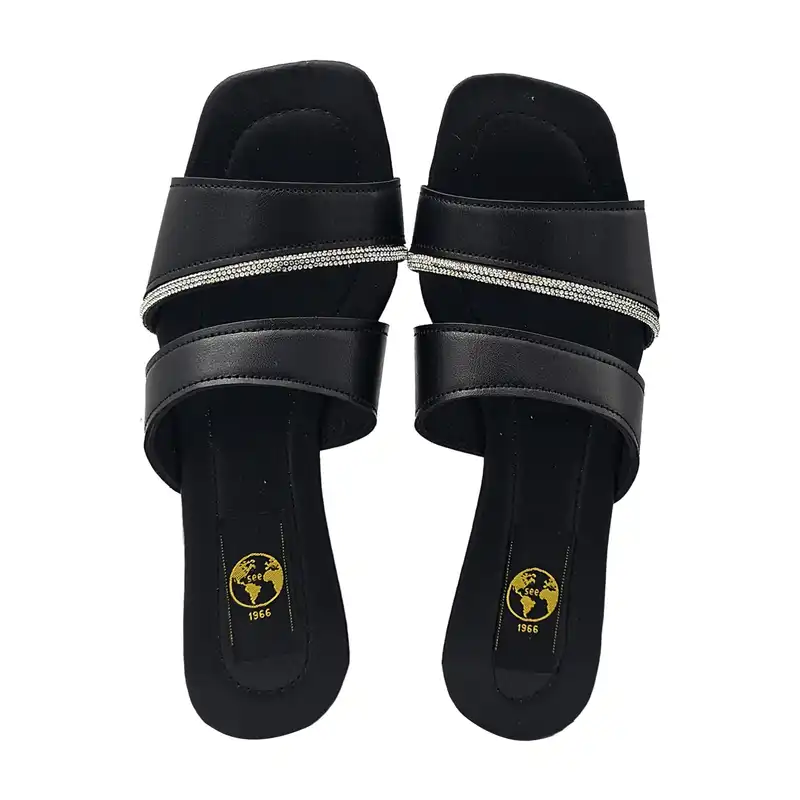 صندل زنانه سیی مدل شاین نگین دار کد 2093