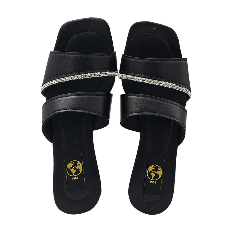 صندل زنانه سیی مدل شاین نگین دار کد 2093