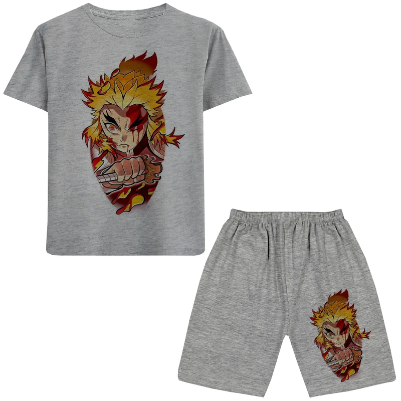 ست تی شرت و شلوارک پسرانه مدل انمیه خونی W100