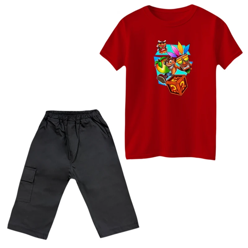 ست تی‌شرت و شلوارک پسرانه مدل کراش کد 4