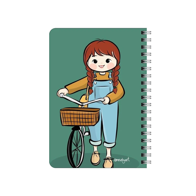 دفترچه یادداشت بامبیلیپ مدل چوبی طرح دختر و دوچرخه کد 6965186