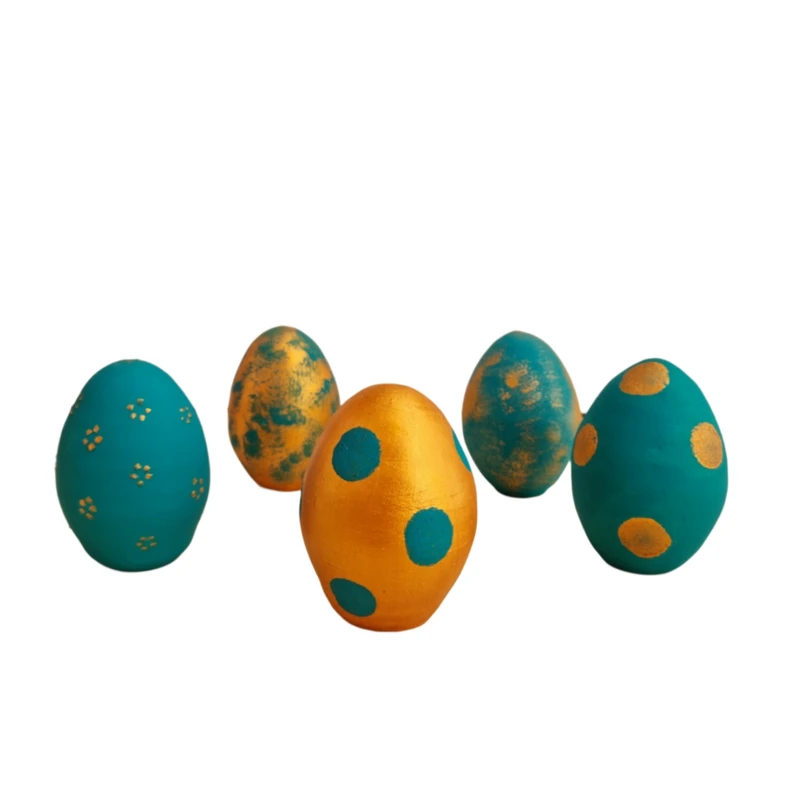 تخم مرغ تزیینی مدل  فیروزه ای هفت سین بسته پنج عددی