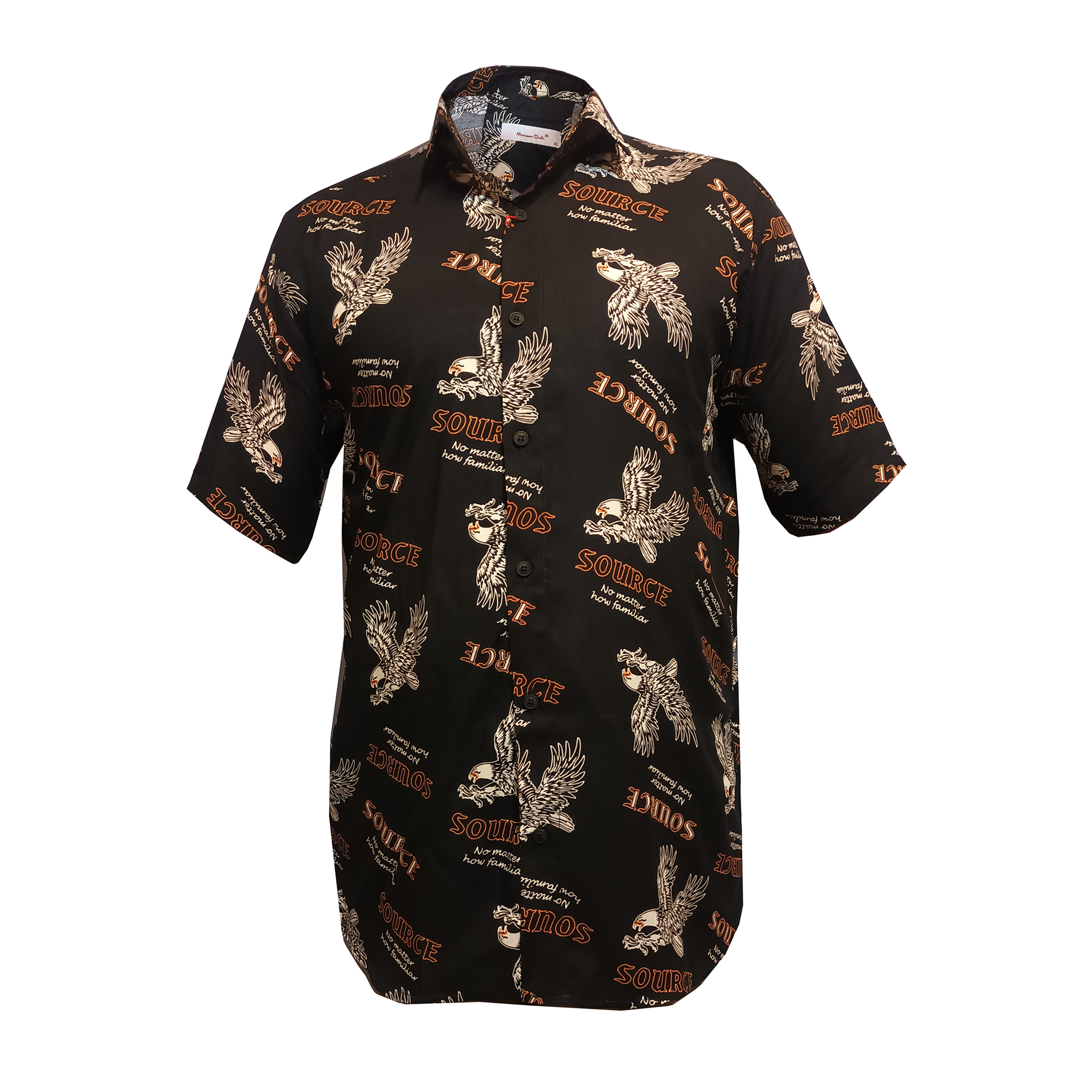 پیراهن آستین کوتاه مردانه مدل هاوایی کد H-eagle رنگ مشکی