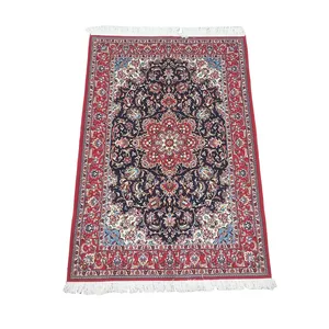 فرش دستبافت سه متری مدل لچک و ترنج زمینه سورمه ای