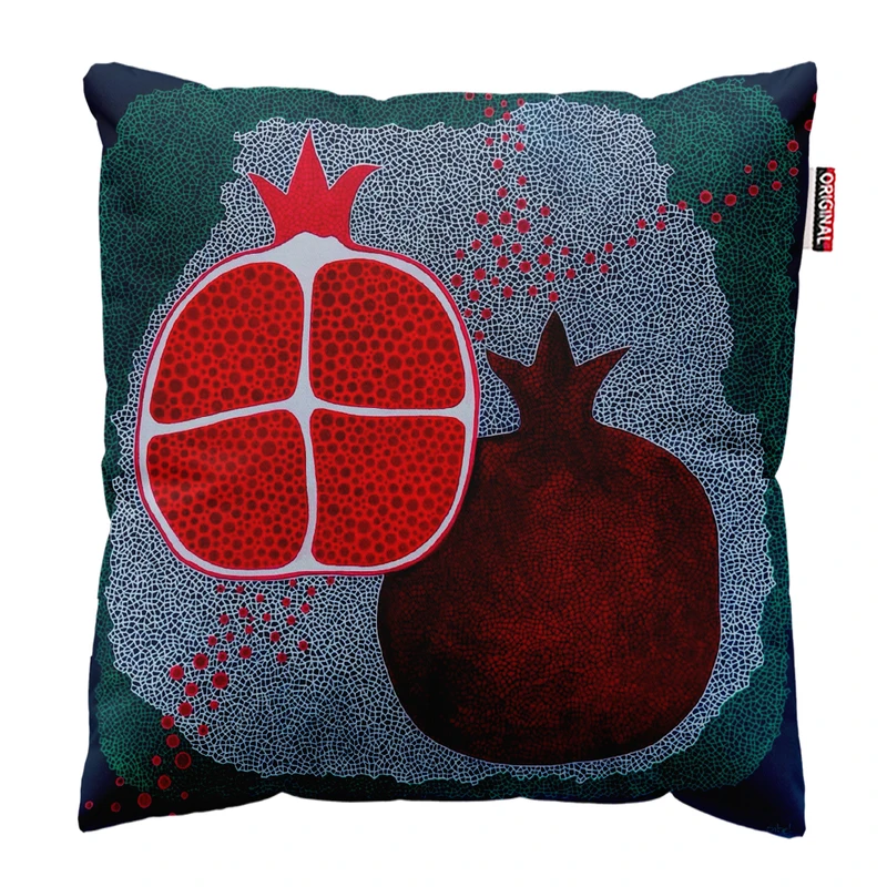 کوسن پاد آفرین مدل شب یلدا طرح انار شب چله کد PK302727 سایز 30*30 سانتی متر 