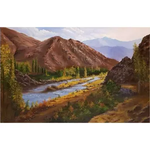 تابلو نقاشی رنگ روغن مدل طبیعت طرح رودخانه لواسان کد 07