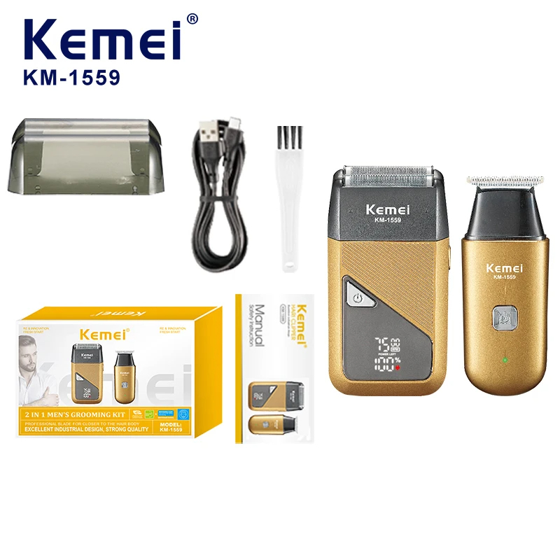 ماشین اصلاح موی سر و صورت شارژی کیمی مدل km-1559 مجموعه دو عددی ماشین اصلاح موی سر و صورت شارژی کیمی مدل km-1559 مجموعه دو عددی