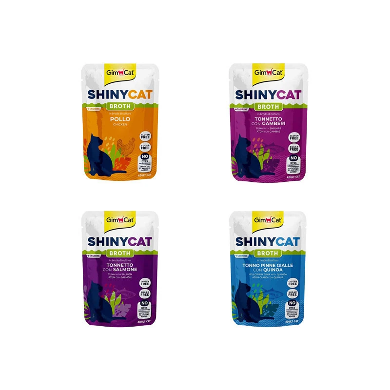 پوچ گربه بالغ جیم کت مدل ShinyCat Broth Pack طعم میکس وزن 70 گرم بسته 4 عددی