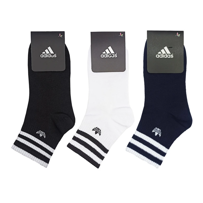 جوراب ورزشی ساق کوتاه مردانه مدل سه خط کد 2131 بسته سه عددی