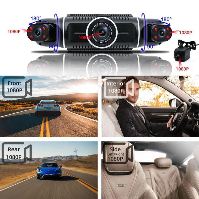 دوربین ثبت وقایع خودرو مدل 4 لنز A306-GPS-WiFi به همراه دوربین دنده عقب