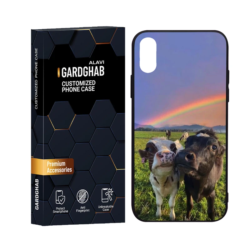 کاور گارد قاب علوی مدل دورژله ای پشت گلس حیوانات مناسب برای گوشی موبایل اپل iPhone X / XS