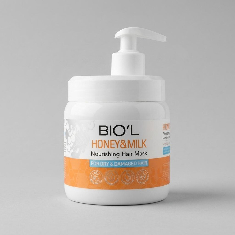 ماسک تقویت کننده مو بیول مدل HONEY & MILK مناسب برای موهای خشک و آسیب دیده حجم 500 میلی لیتر
