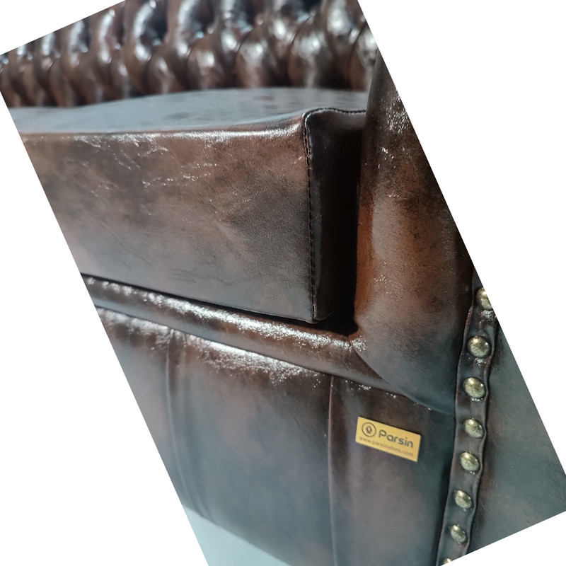 مبل انتظار دو نفره هلکو مدل چستر گلمیخ پایه طلایی