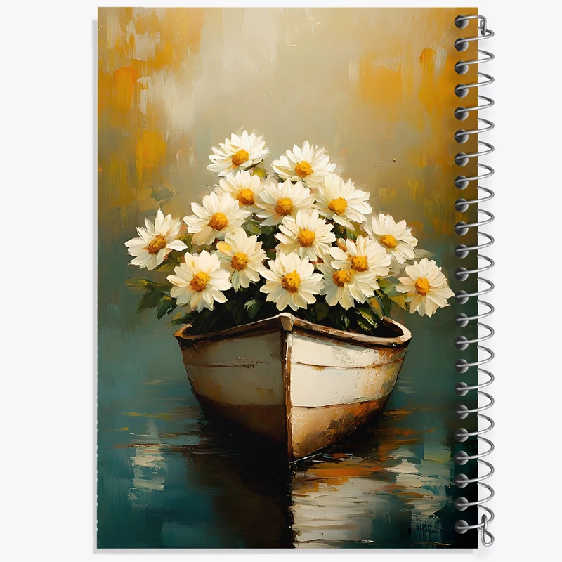 دفتر شطرنجی 50 برگ خندالو طرح قایق گل بابونه کد F6607