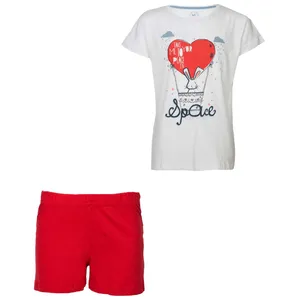 ست تی شرت آستین کوتاه و شلوارک دخترانه مدل MMDS- AQ2919