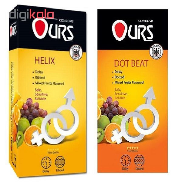 کاندوم اورز مدل HELIX بسته 12 عددی به همراه کاندوم مدل DOT BEAT بسته 12 عددی