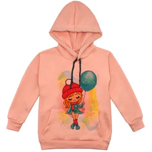 هودی دخترانه مدل دخترک و بادکنک F119 رنگ گلبهی