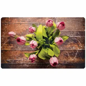 پادری مدل سه لایه رویه مخمل طرح گل لاله کد 1507 سایز 75x45 سانتی متر