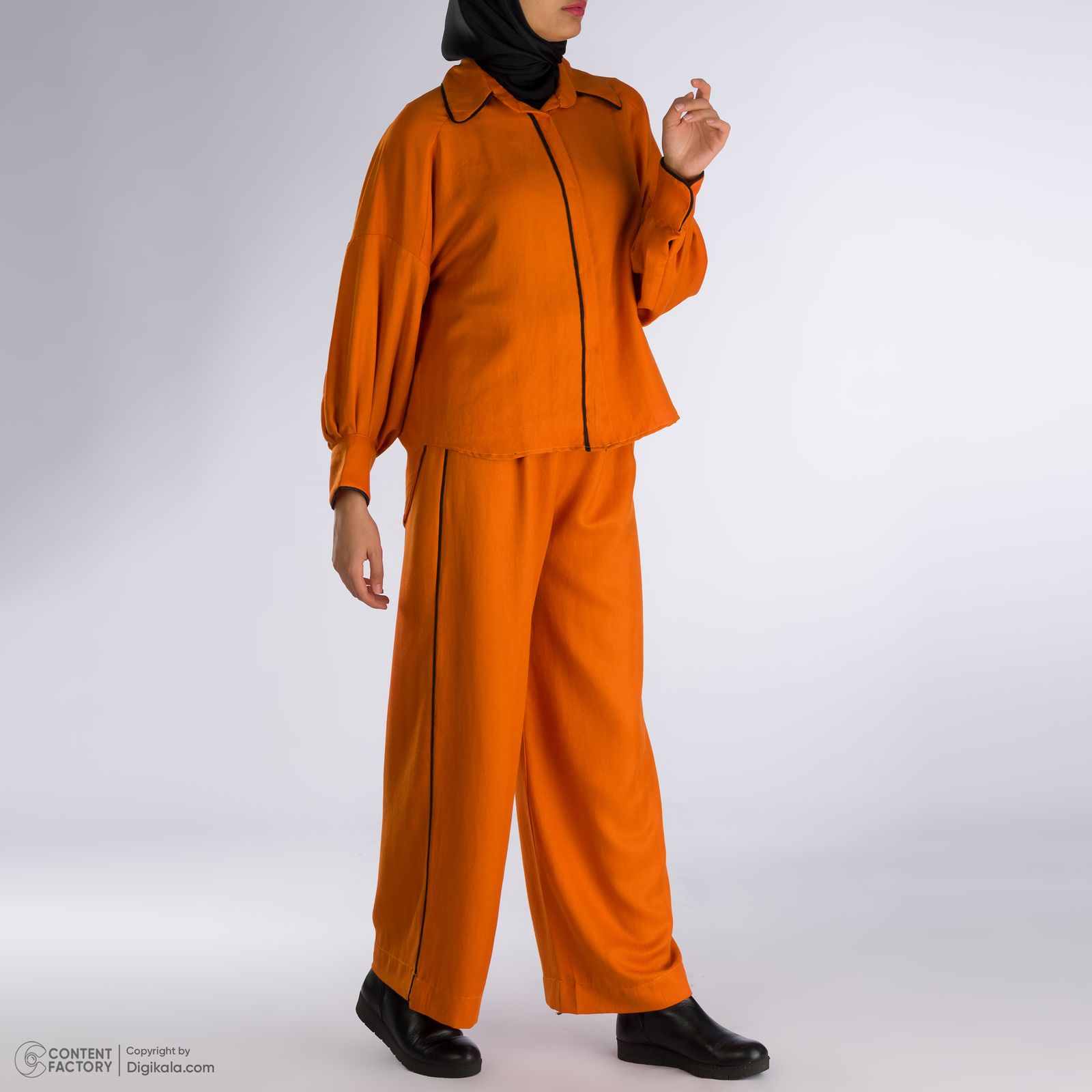 ست شومیز و شلوار زنانه آدور مدل جناقی رنگ نارنجی -  - 4
